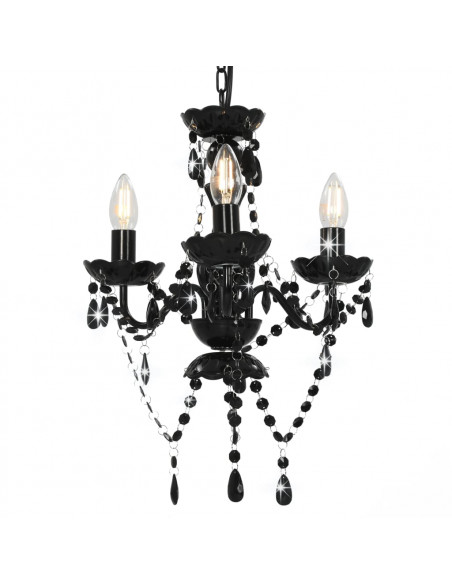 Lampadario con Perline Nero Tondo 3 E14