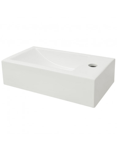 Lavandino con Foro Rubinetto Rettangolare Ceramica 46x25,5x12cm