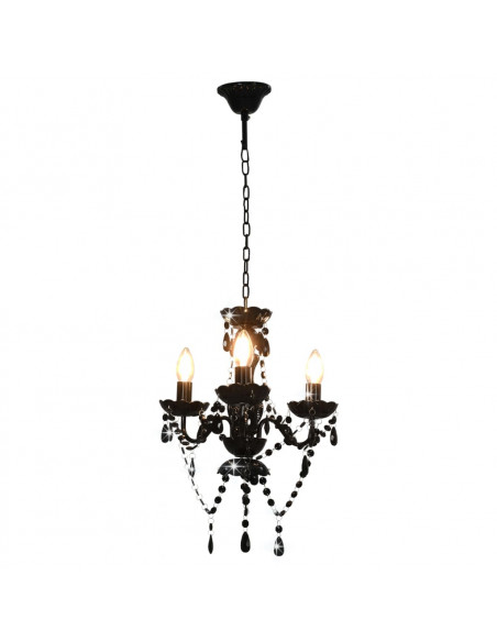 Lampadario con Perline Nero Tondo 3 E14