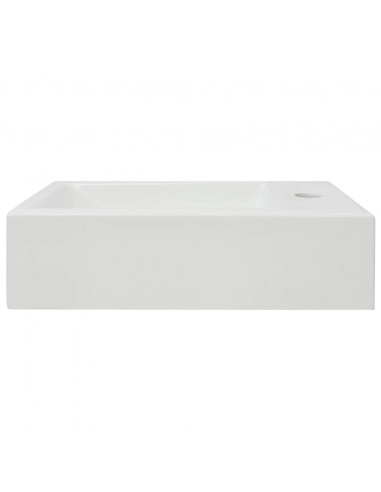 Lavandino con Foro Rubinetto Rettangolare Ceramica 46x25,5x12cm