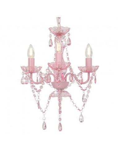 Lampadario con Perline Rosa Tondo 3 E14