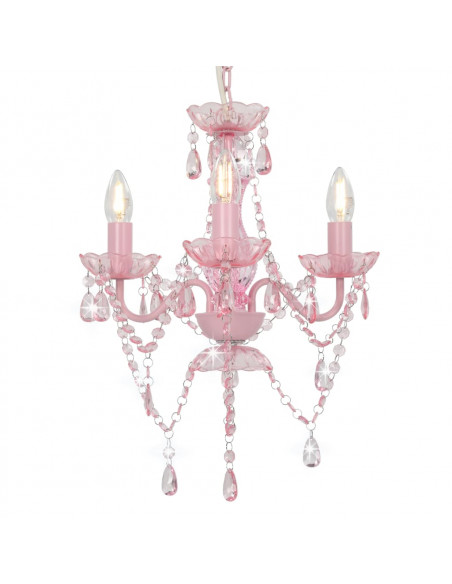 Lampadario con Perline Rosa Tondo 3 E14