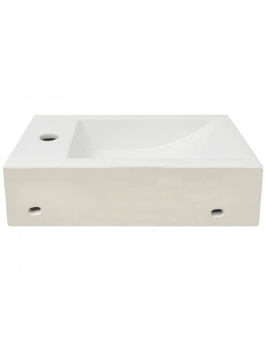 Lavandino con Foro Rubinetto Rettangolare Ceramica 46x25,5x12cm