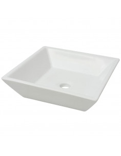 Lavandino Quadrato in Ceramica Bianca 41,5x41,5x12 cm 2