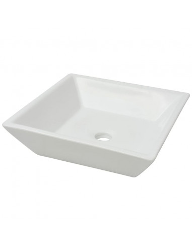 Lavandino Quadrato in Ceramica Bianca 41,5x41,5x12 cm