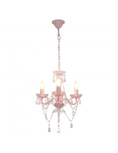 Lampadario con Perline Rosa Tondo 3 E14