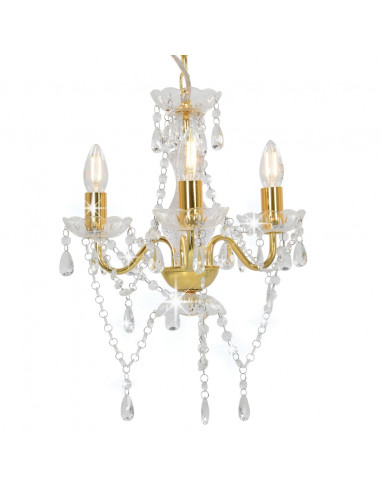 Lampadario con Perline Dorato Tondo 3  E14