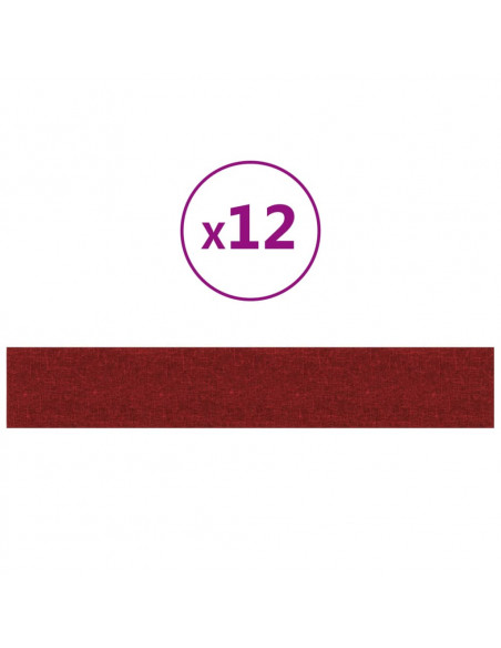 Pannelli Murali 12 pz Rosso Vino 90x15 cm Tessuto 1,62 m²