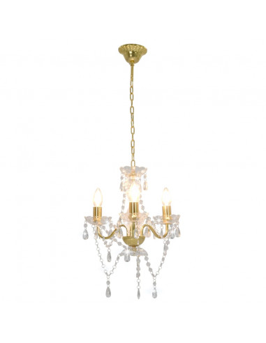 Lampadario con Perline Dorato Tondo 3  E14