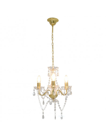 Lampadario con Perline Dorato Tondo 3  E14