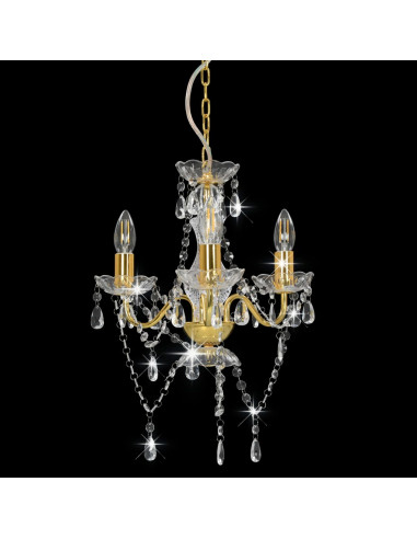 Lampadario con Perline Dorato Tondo 3  E14