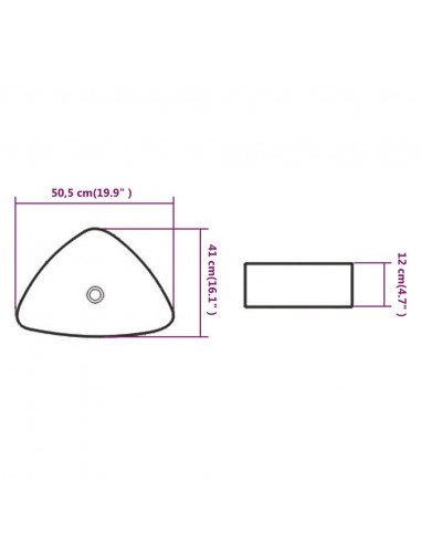 Lavandino Triangolare in Ceramica Bianca 50,5x41x12 cm