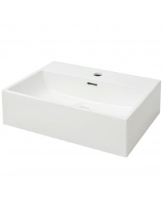 Lavandino con Foro Rubinetto in Ceramica Bianca 51,5x38,5x15 cm 2