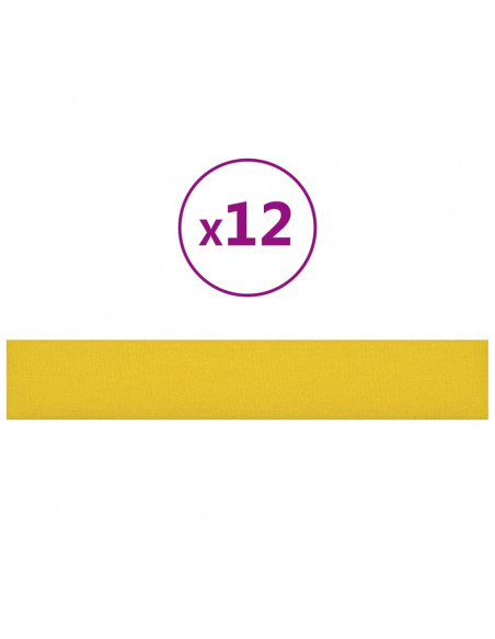 Pannelli Murali 12 pz Giallo chiaro 90x15 cm Tessuto 1,62 m²