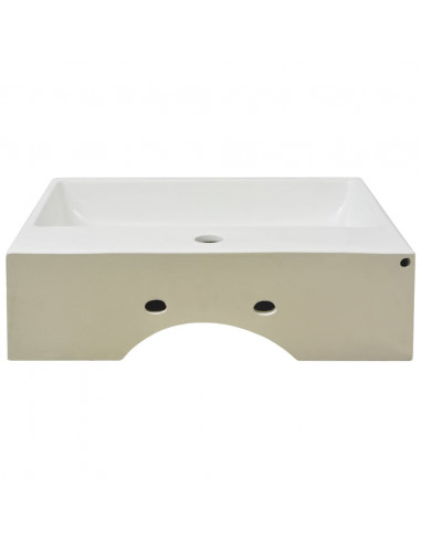 Lavandino con Foro Rubinetto in Ceramica Bianca 51,5x38,5x15 cm