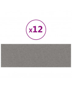 Pannelli Murali 12 pz Grigio Chiaro 90x30 cm Tessuto 3,24 m² 2