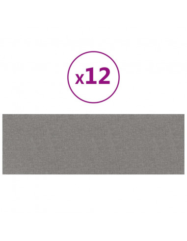 Pannelli Murali 12 pz Grigio Chiaro 90x30 cm Tessuto 3,24 m²
