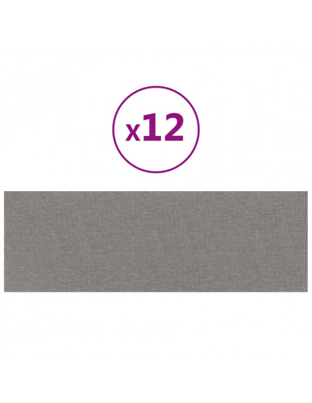 Pannelli Murali 12 pz Grigio Chiaro 90x30 cm Tessuto 3,24 m²