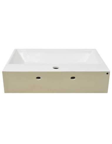 Lavandino con Foro Rubinetto Ceramica Bianca 60,5x42,5x14,5 cm