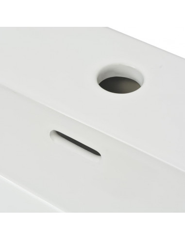 Lavandino con Foro Rubinetto in Ceramica Bianca 76x42,5x14,5 cm