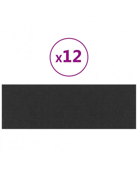 Pannelli Murali 12 pz Neri 90x30 cm in Tessuto 3,24 m²