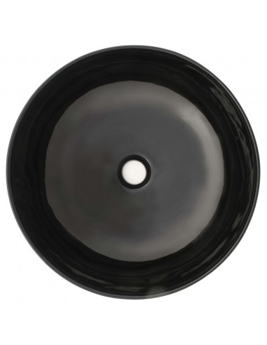 Lavandino Tondo in Ceramica Nero 41,5x13,5 cm