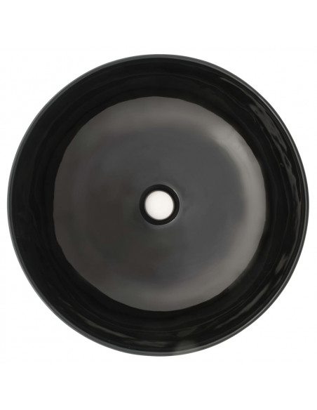 Lavandino Tondo in Ceramica Nero 41,5x13,5 cm