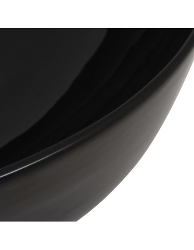 Lavandino Tondo in Ceramica Nero 41,5x13,5 cm
