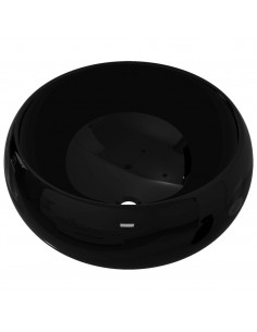 Lavandino Tondo in Ceramica Nero 40 x 15 cm 2