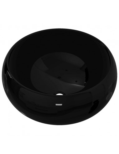 Lavandino Tondo in Ceramica Nero 40 x 15 cm