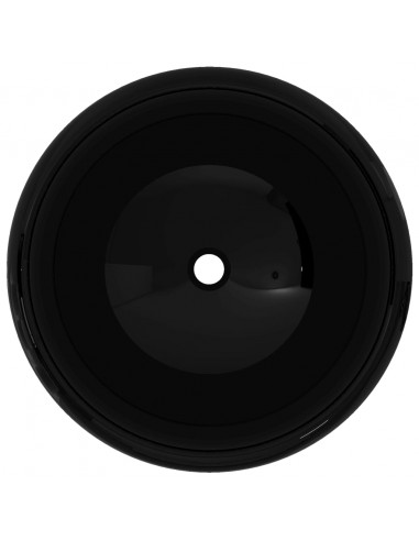 Lavandino Tondo in Ceramica Nero 40 x 15 cm