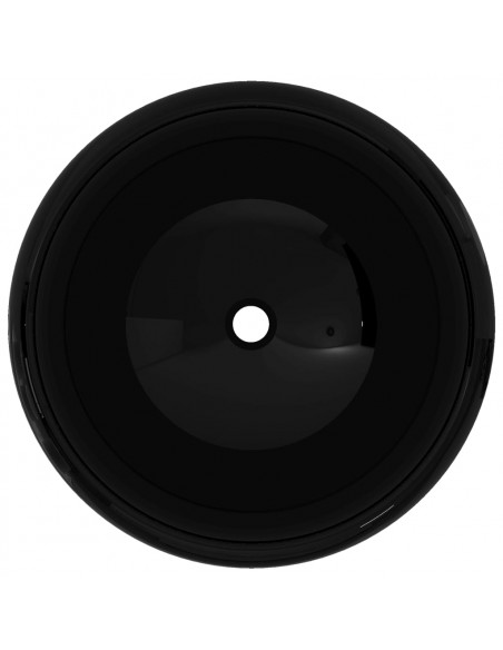 Lavandino Tondo in Ceramica Nero 40 x 15 cm