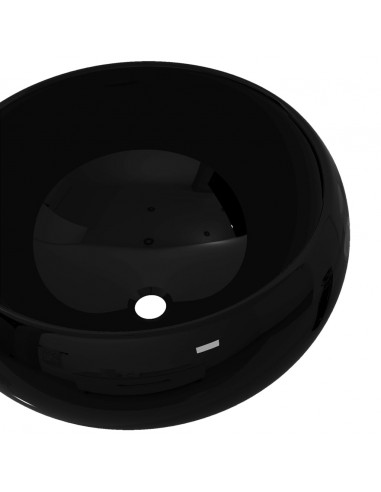 Lavandino Tondo in Ceramica Nero 40 x 15 cm