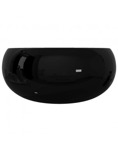 Lavandino Tondo in Ceramica Nero 40 x 15 cm
