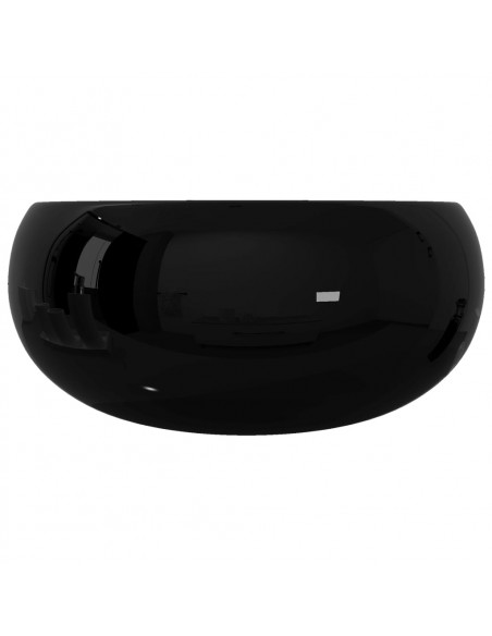 Lavandino Tondo in Ceramica Nero 40 x 15 cm