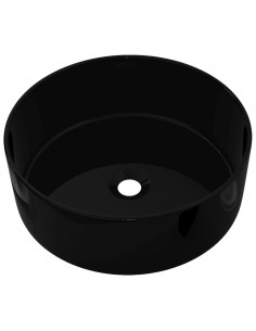 Lavandino Tondo in Ceramica Nero 40 x 15 cm 2