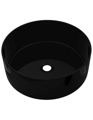 Lavandino Tondo in Ceramica Nero 40 x 15 cm