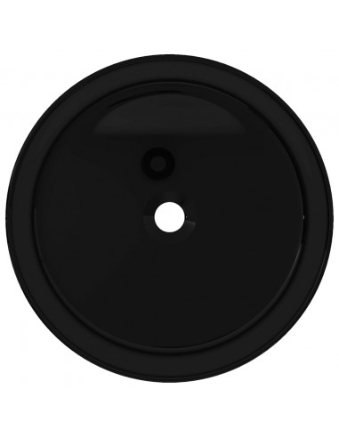 Lavandino Tondo in Ceramica Nero 40 x 15 cm