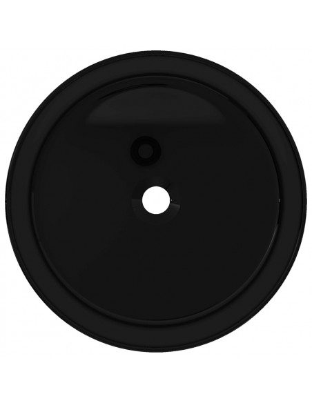 Lavandino Tondo in Ceramica Nero 40 x 15 cm