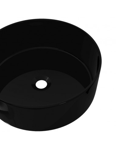Lavandino Tondo in Ceramica Nero 40 x 15 cm