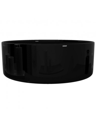 Lavandino Tondo in Ceramica Nero 40 x 15 cm