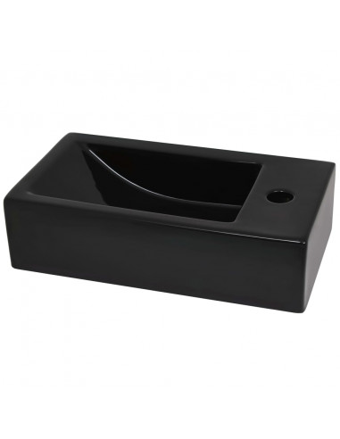 Lavandino con Foro Rubinetto Rettangolare Ceramica 46x25,5x12cm