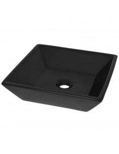 Lavandino Quadrato in Ceramica Nero 41,5x41,5x12 cm 2