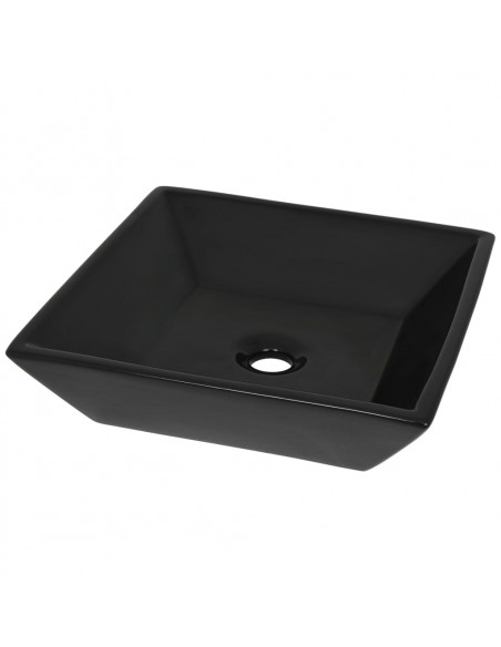 Lavandino Quadrato in Ceramica Nero 41,5x41,5x12 cm