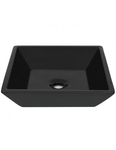Lavandino Quadrato in Ceramica Nero 41,5x41,5x12 cm