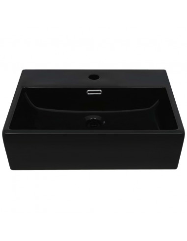 Lavandino con Foro Rubinetto in Ceramica Nero 51,5x38,5x15 cm
