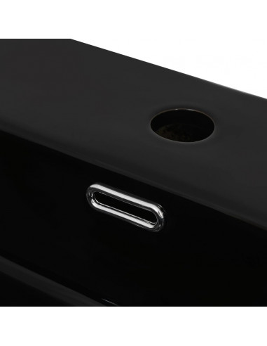 Lavandino con Foro Rubinetto in Ceramica Nero 51,5x38,5x15 cm