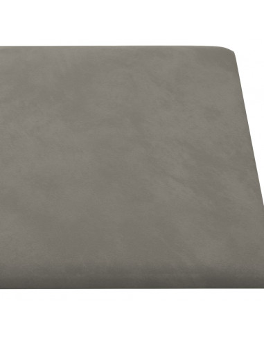Pannelli Murali 12 pz Grigio Chiaro 30x15 cm Velluto 0,54 m²
