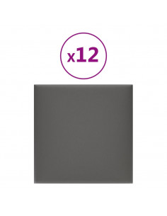Pannelli Murali 12 pz Grigi 30x30 cm Similpelle 1,08 m² 2