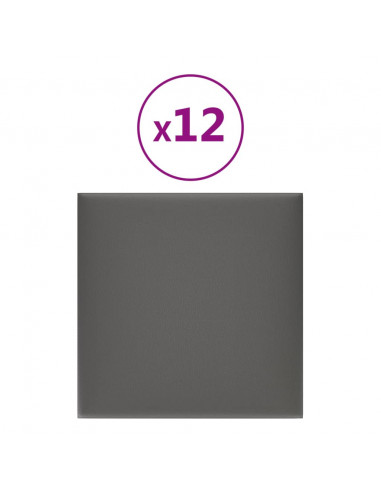 Pannelli Murali 12 pz Grigi 30x30 cm Similpelle 1,08 m²